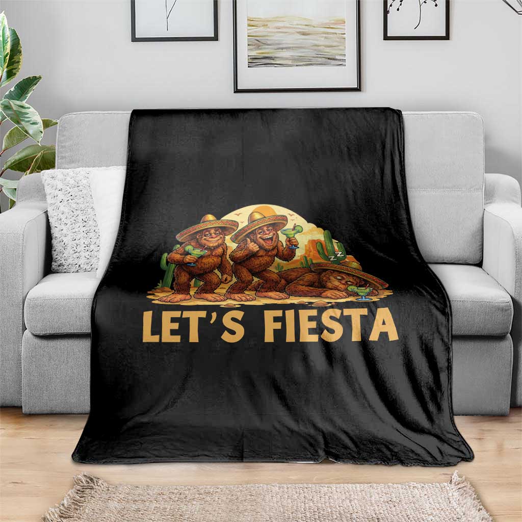 Funny Drunk Bigfoot Cinco De Mayo Throw Blanket Lets Fiesta Party Gift