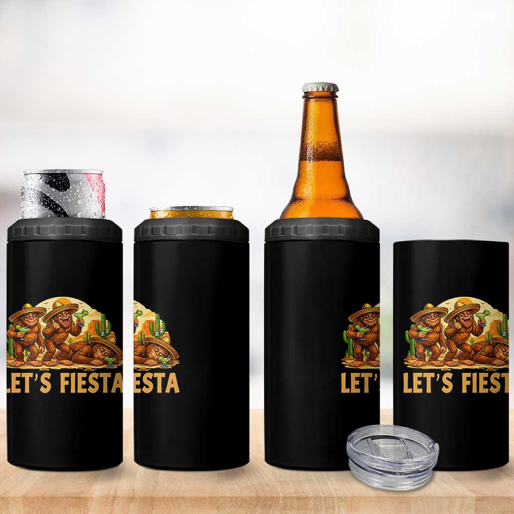 Funny Drunk Bigfoot Cinco De Mayo 4 in 1 Can Cooler Tumbler Lets Fiesta Party Gift