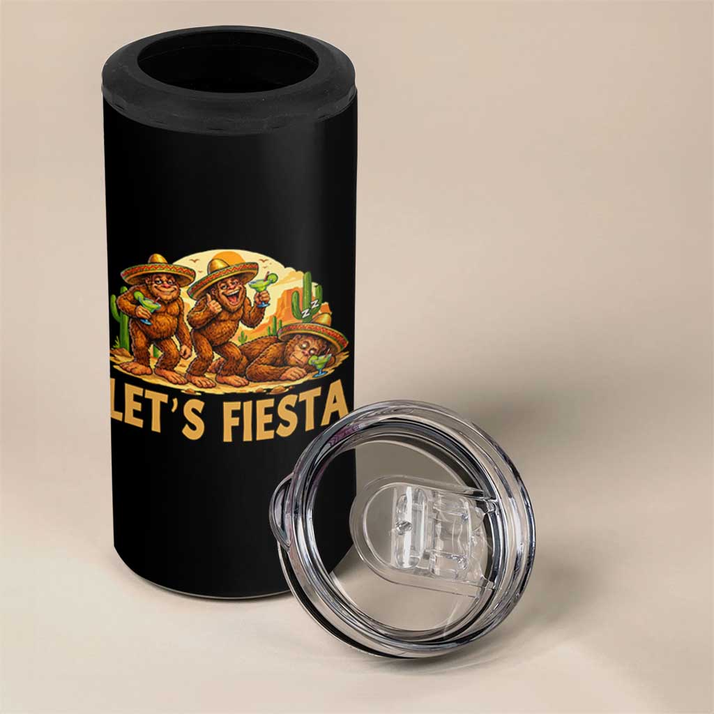Funny Drunk Bigfoot Cinco De Mayo 4 in 1 Can Cooler Tumbler Lets Fiesta Party Gift