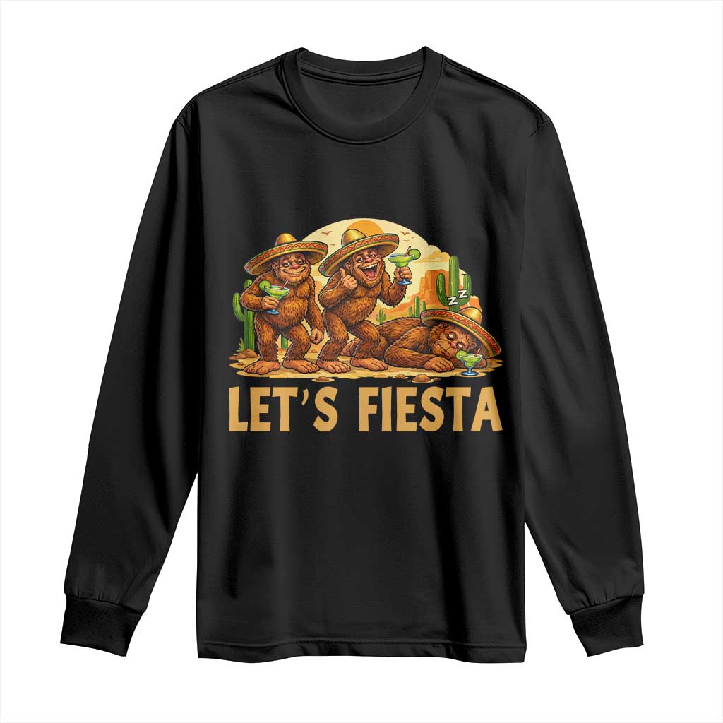 Funny Drunk Bigfoot Cinco De Mayo Long Sleeve Shirt Lets Fiesta Party Gift