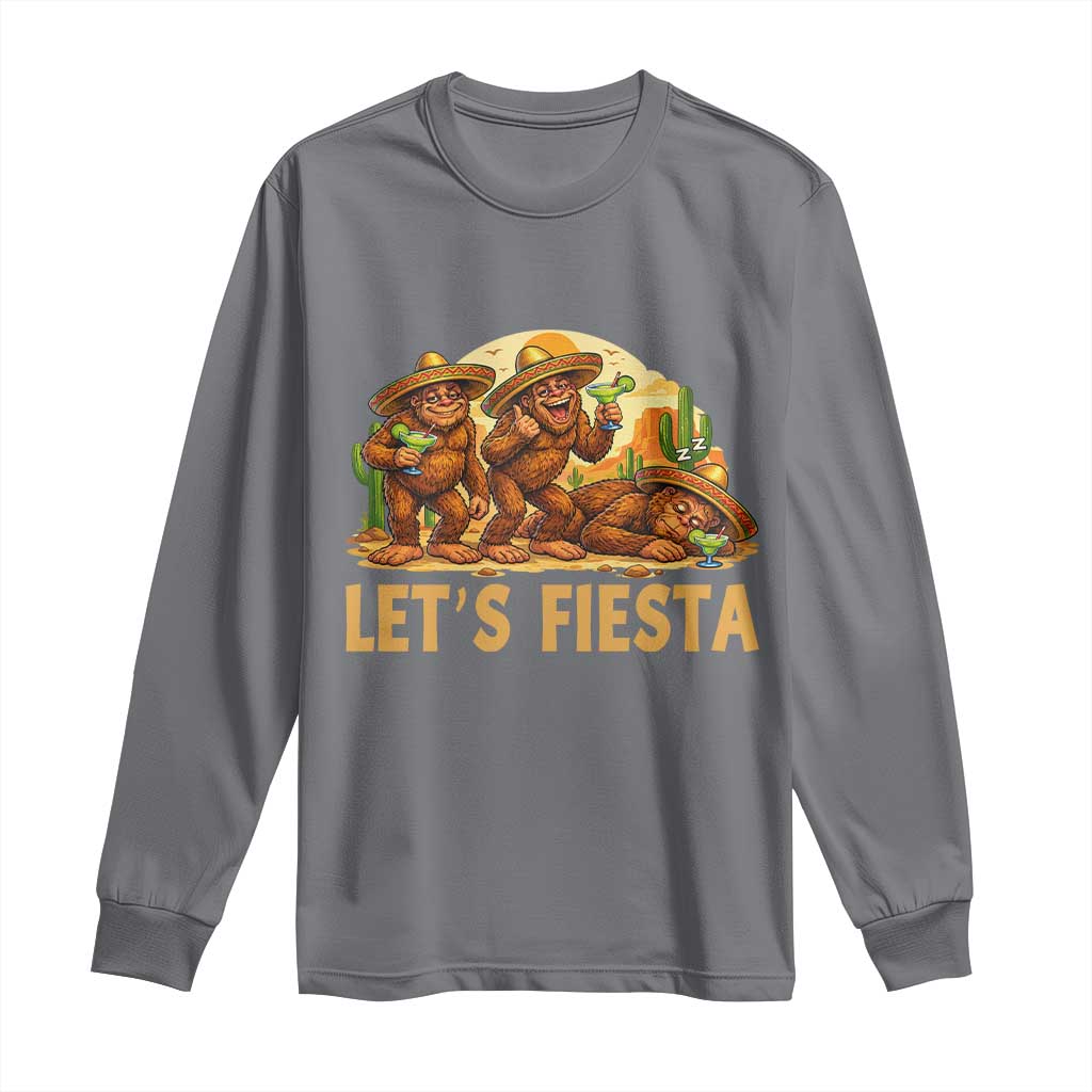 Funny Drunk Bigfoot Cinco De Mayo Long Sleeve Shirt Lets Fiesta Party Gift