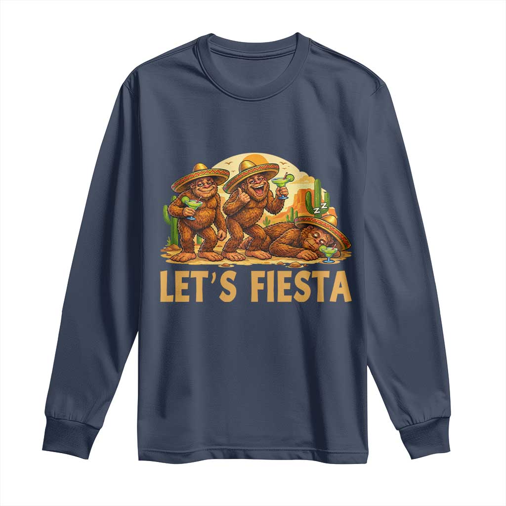 Funny Drunk Bigfoot Cinco De Mayo Long Sleeve Shirt Lets Fiesta Party Gift