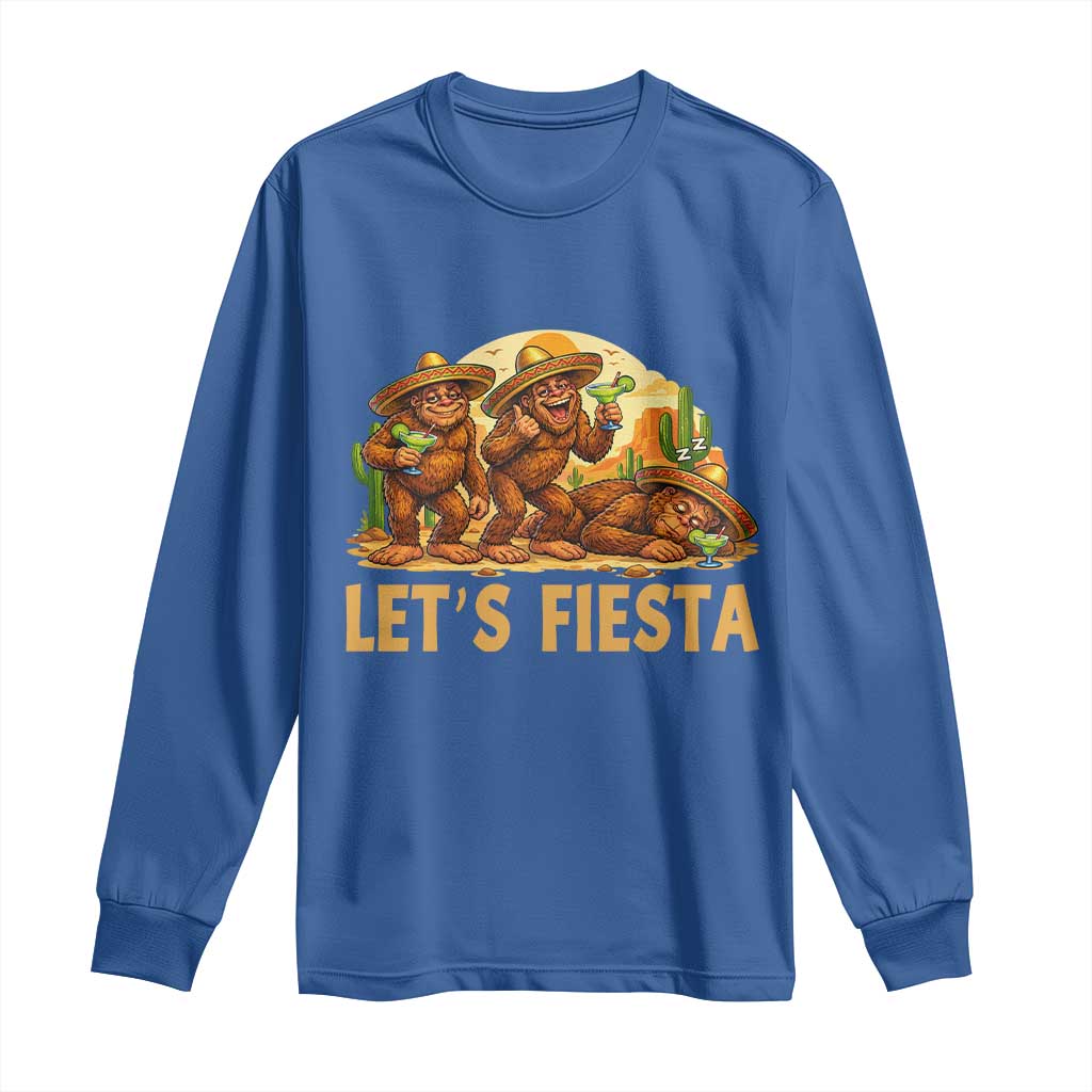 Funny Drunk Bigfoot Cinco De Mayo Long Sleeve Shirt Lets Fiesta Party Gift