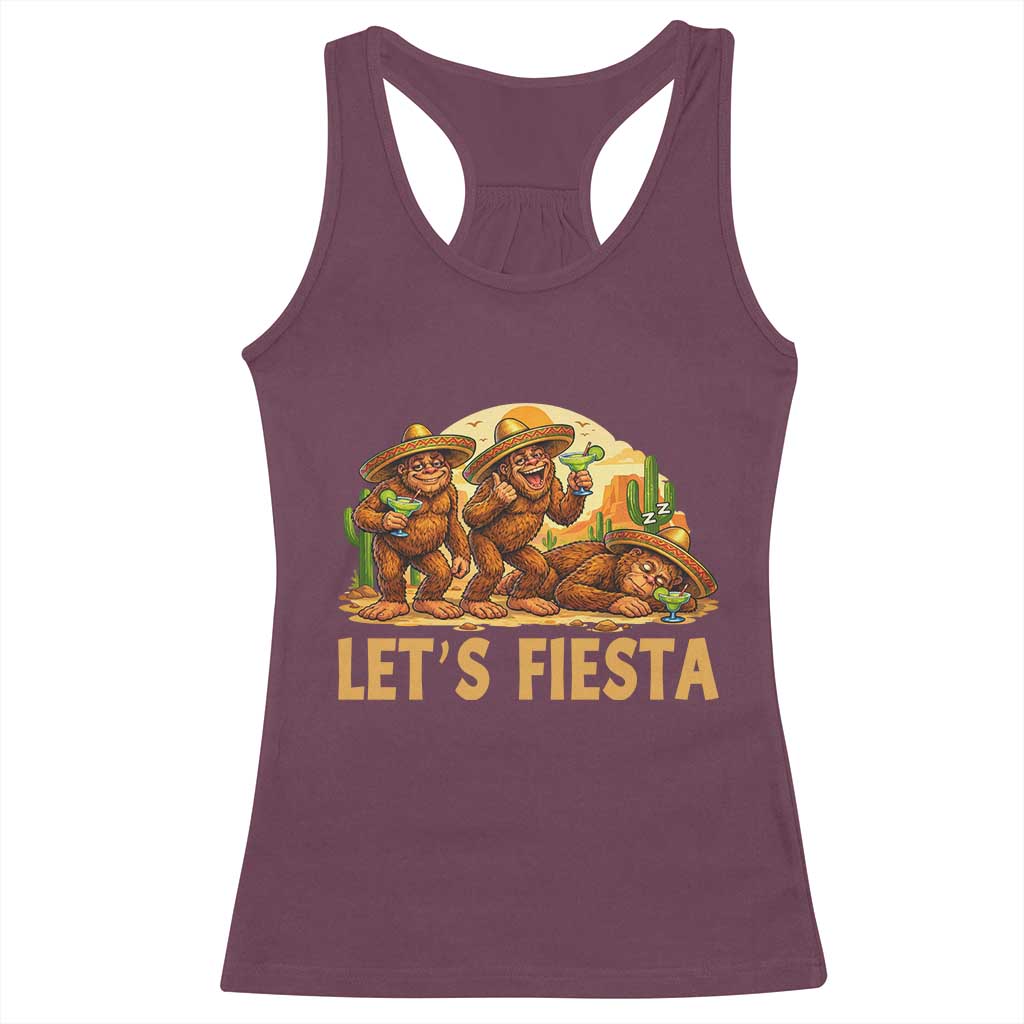 Funny Drunk Bigfoot Cinco De Mayo Racerback Tank Top Lets Fiesta Party Gift