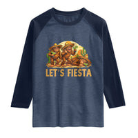 Funny Drunk Bigfoot Cinco De Mayo Raglan Shirt Lets Fiesta Party Gift