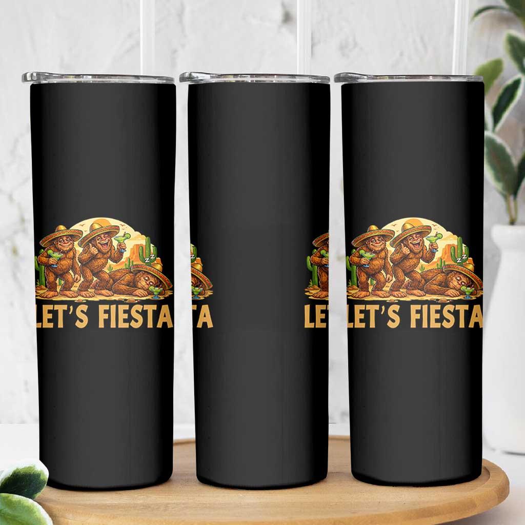 Funny Drunk Bigfoot Cinco De Mayo Skinny Tumbler Lets Fiesta Party Gift