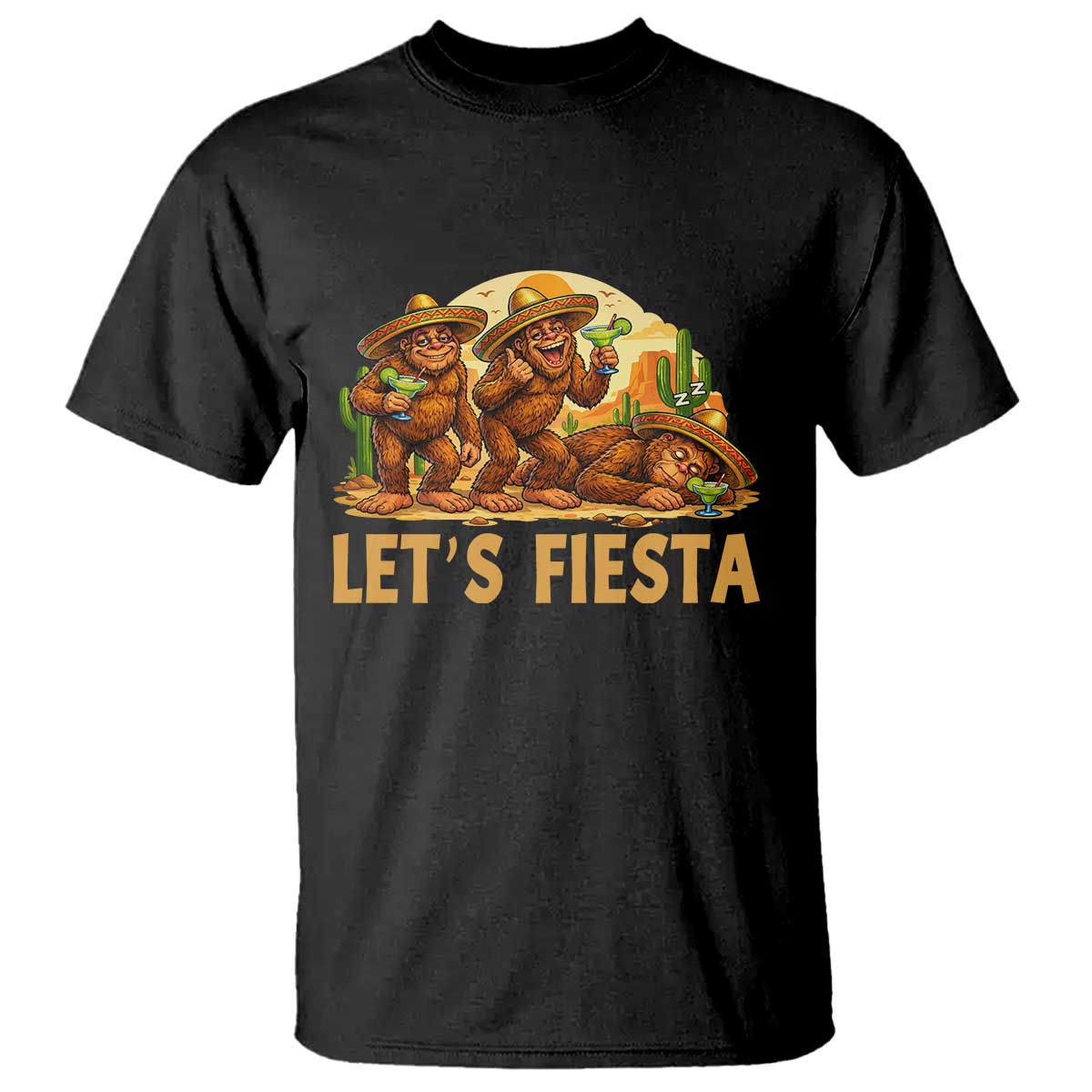 Funny Drunk Bigfoot Cinco De Mayo T Shirt Lets Fiesta Party Gift