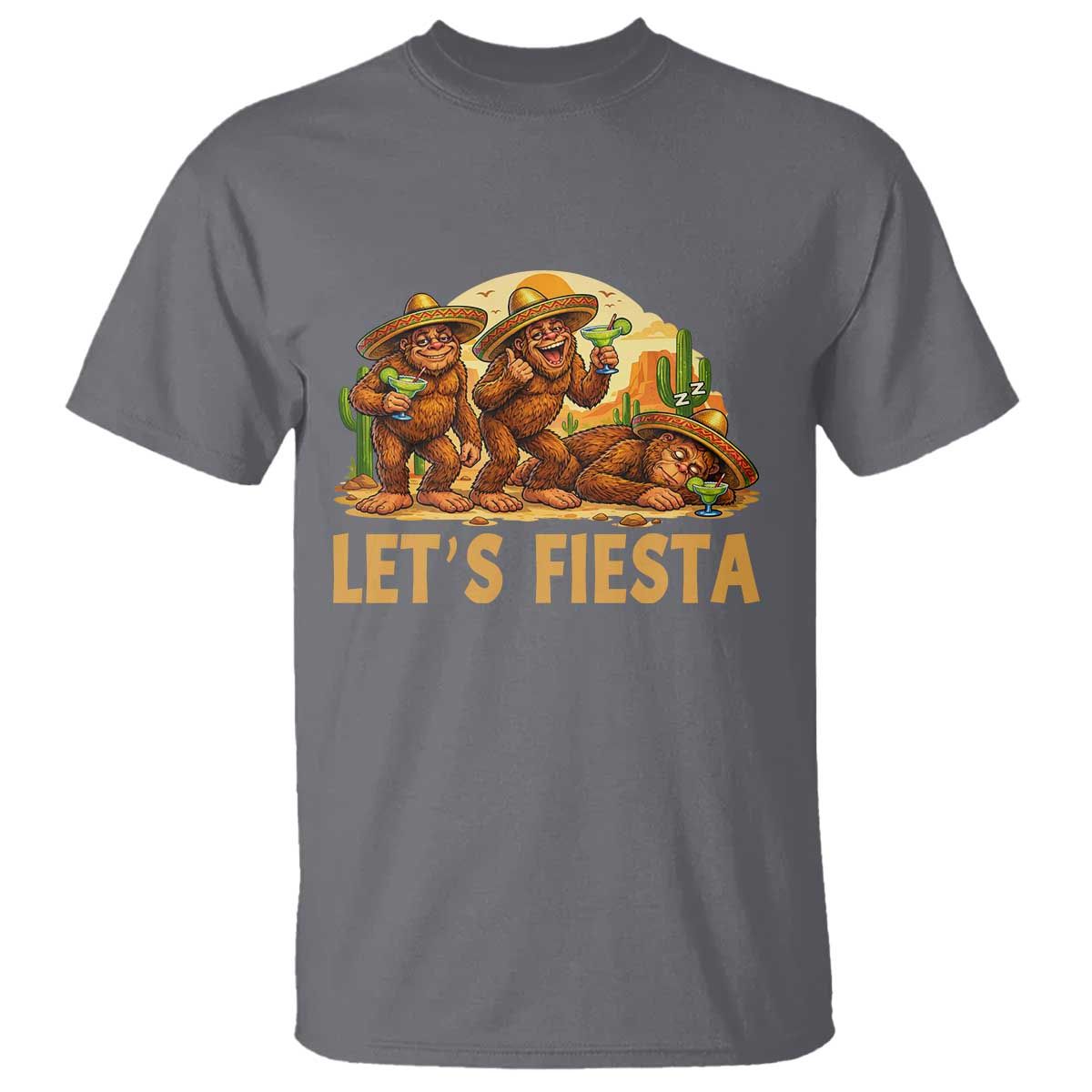 Funny Drunk Bigfoot Cinco De Mayo T Shirt Lets Fiesta Party Gift