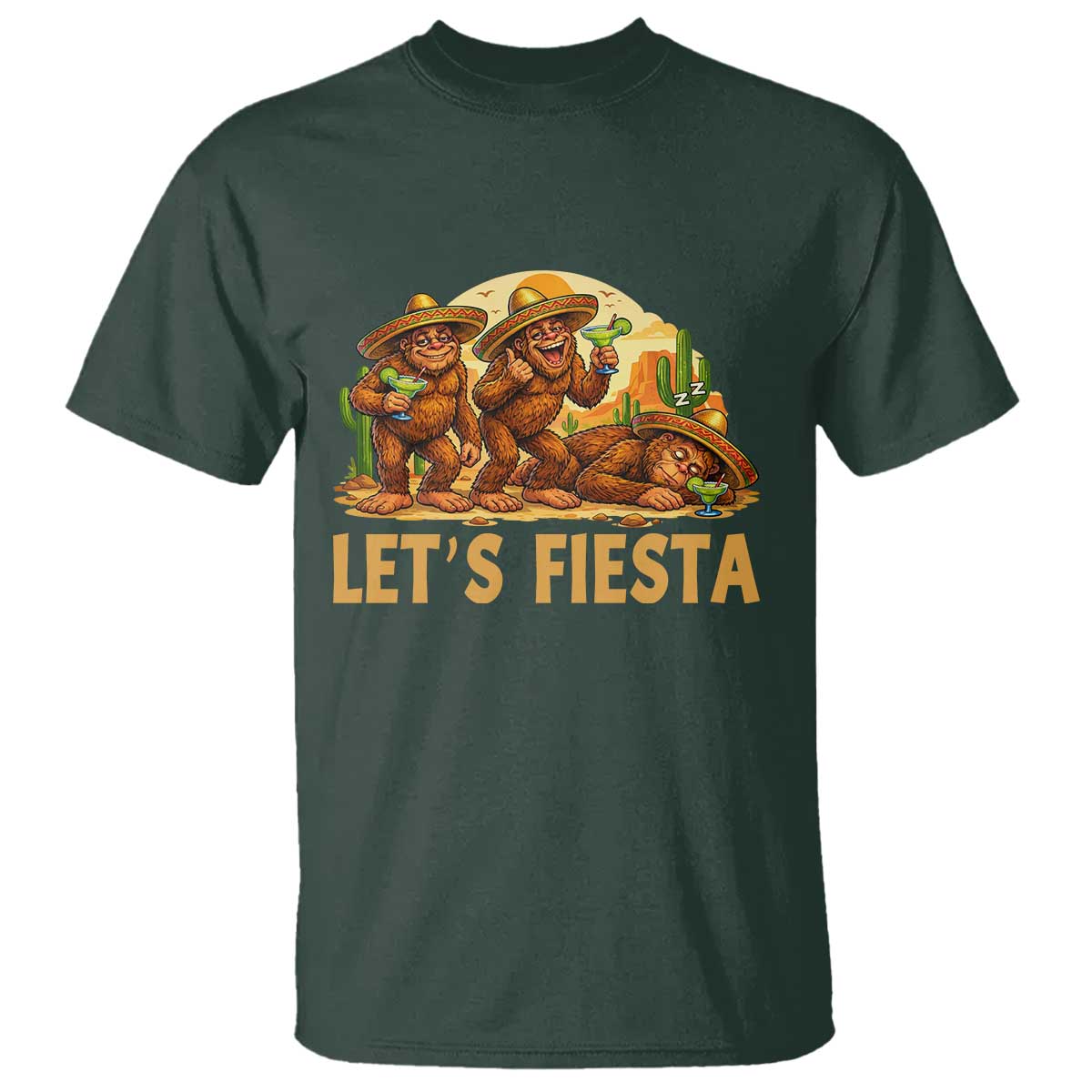 Funny Drunk Bigfoot Cinco De Mayo T Shirt Lets Fiesta Party Gift
