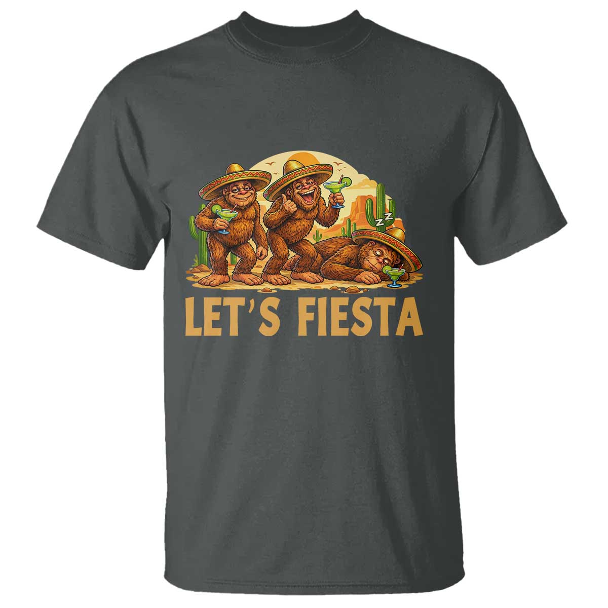 Funny Drunk Bigfoot Cinco De Mayo T Shirt Lets Fiesta Party Gift