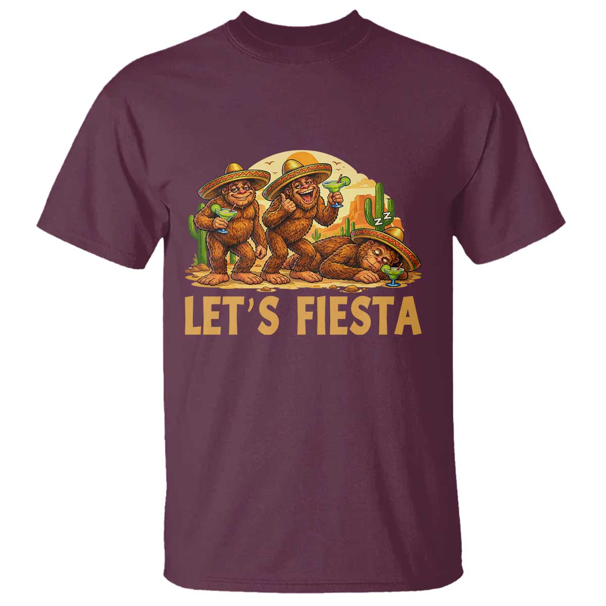 Funny Drunk Bigfoot Cinco De Mayo T Shirt Lets Fiesta Party Gift