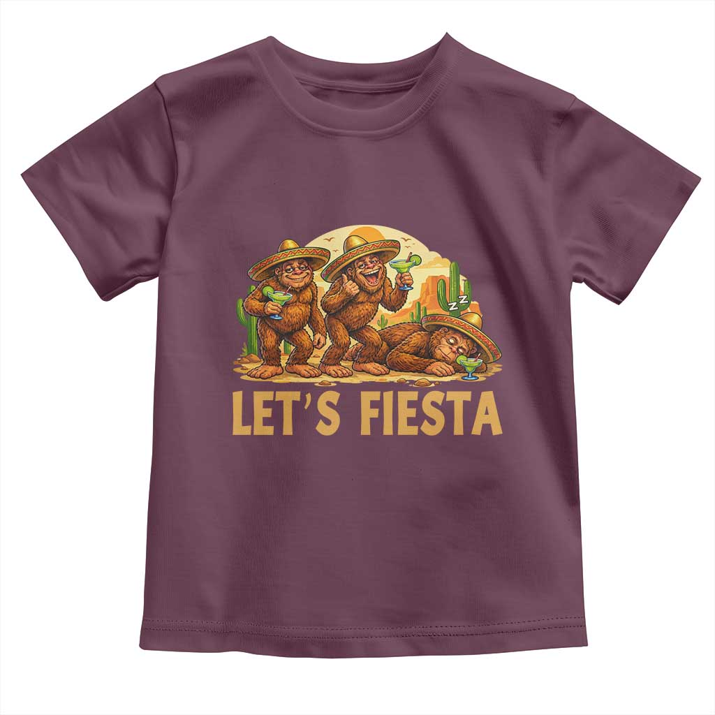 Funny Drunk Bigfoot Cinco De Mayo Toddler T Shirt Lets Fiesta Party Gift
