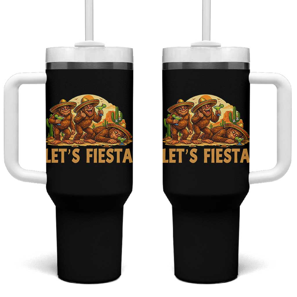 Funny Drunk Bigfoot Cinco De Mayo Tumbler With Handle Lets Fiesta Party Gift