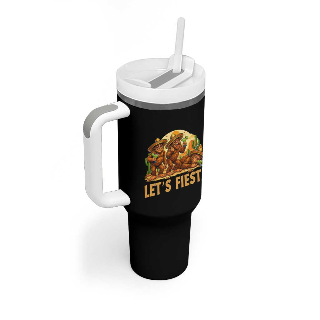 Funny Drunk Bigfoot Cinco De Mayo Tumbler With Handle Lets Fiesta Party Gift