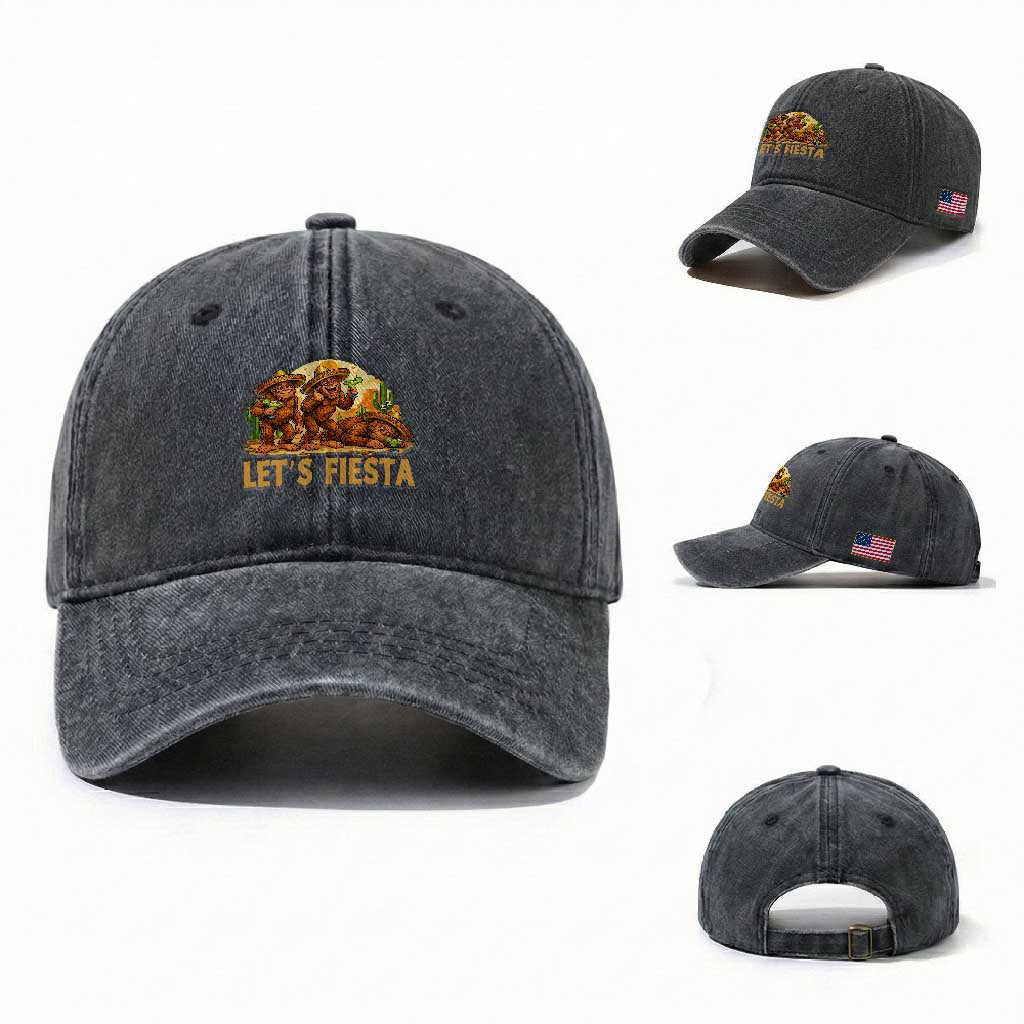 Funny Drunk Bigfoot Cinco De Mayo Washed Cotton Baseball Cap Lets Fiesta Party Gift