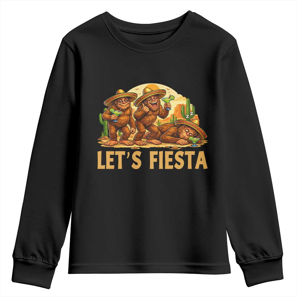 Funny Drunk Bigfoot Cinco De Mayo Youth Sweatshirt Lets Fiesta Party Gift