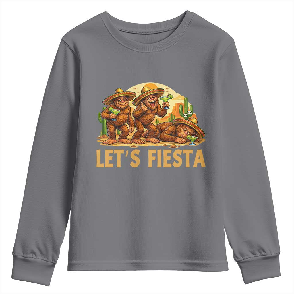 Funny Drunk Bigfoot Cinco De Mayo Youth Sweatshirt Lets Fiesta Party Gift