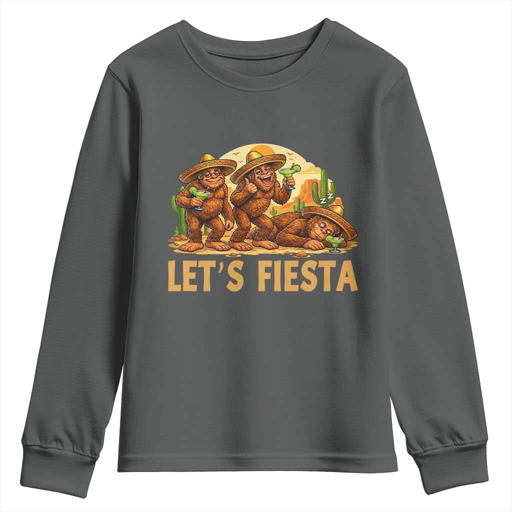 Funny Drunk Bigfoot Cinco De Mayo Youth Sweatshirt Lets Fiesta Party Gift