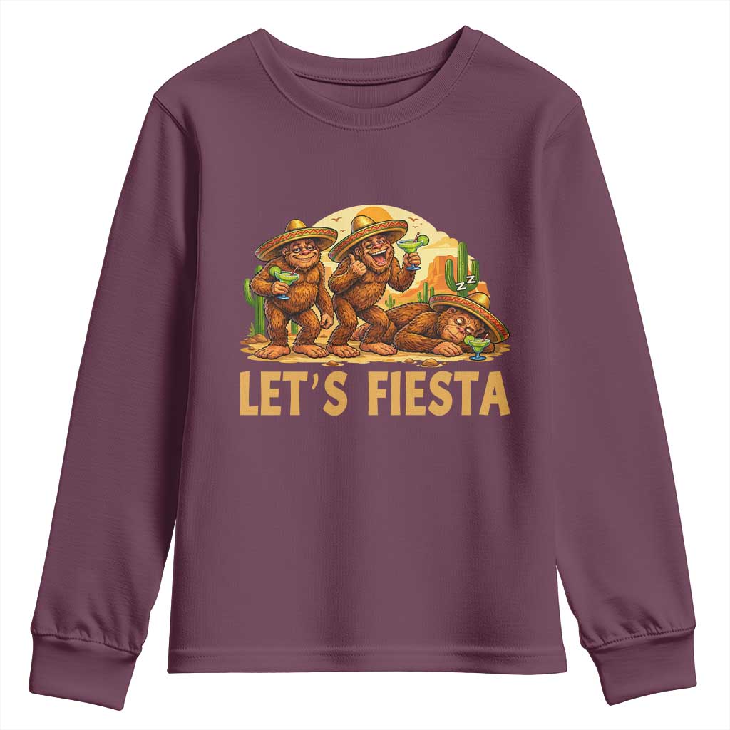 Funny Drunk Bigfoot Cinco De Mayo Youth Sweatshirt Lets Fiesta Party Gift