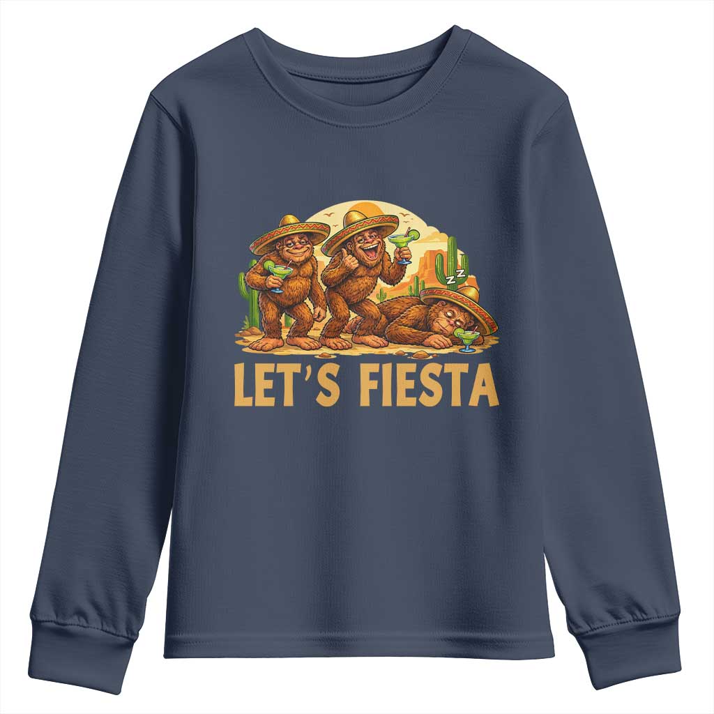 Funny Drunk Bigfoot Cinco De Mayo Youth Sweatshirt Lets Fiesta Party Gift