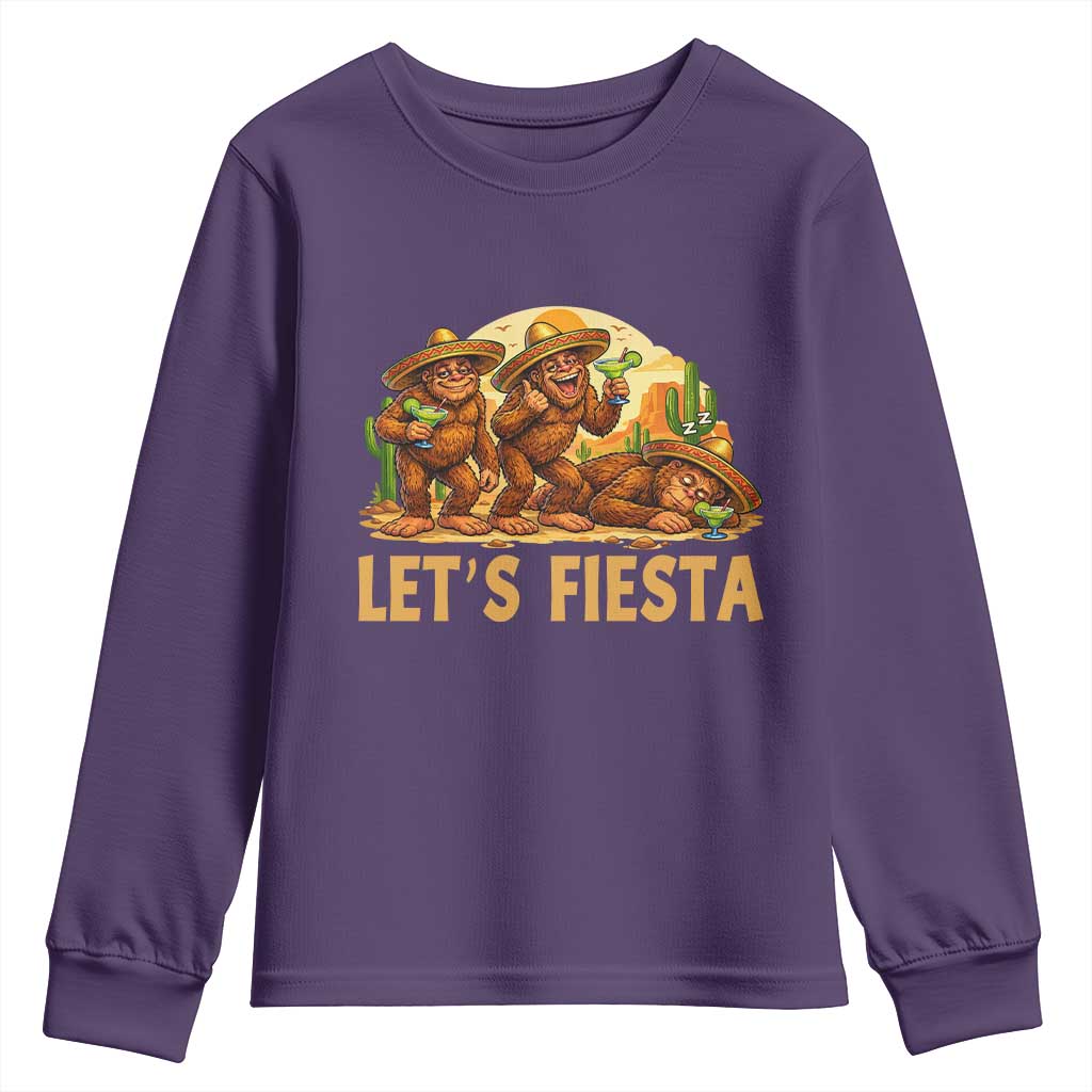 Funny Drunk Bigfoot Cinco De Mayo Youth Sweatshirt Lets Fiesta Party Gift