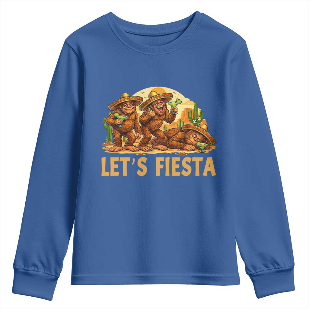 Funny Drunk Bigfoot Cinco De Mayo Youth Sweatshirt Lets Fiesta Party Gift