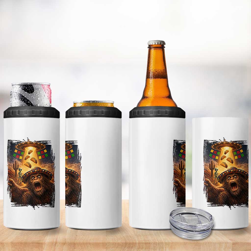 Funny Bigfoot Alien Selfie 4 in 1 Can Cooler Tumbler Cinco De Mayo Party Gift