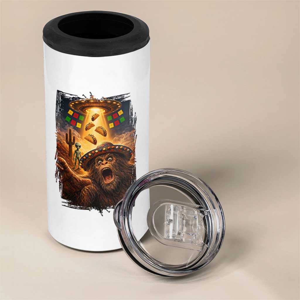 Funny Bigfoot Alien Selfie 4 in 1 Can Cooler Tumbler Cinco De Mayo Party Gift