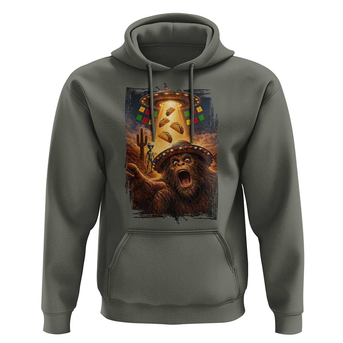 Funny Bigfoot Alien Selfie Hoodie Cinco De Mayo Party Gift