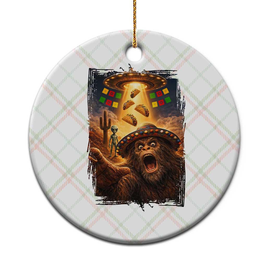 Funny Bigfoot Alien Selfie Ceramic Ornament Cinco De Mayo Party Gift