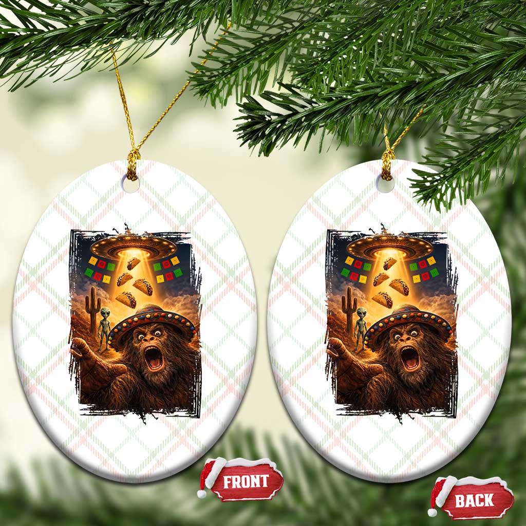 Funny Bigfoot Alien Selfie Ceramic Ornament Cinco De Mayo Party Gift