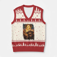 Funny Bigfoot Alien Selfie V-Neck Knit Sweater Vest Cinco De Mayo Party Gift