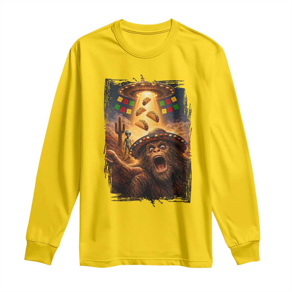 Funny Bigfoot Alien Selfie Long Sleeve Shirt Cinco De Mayo Party Gift
