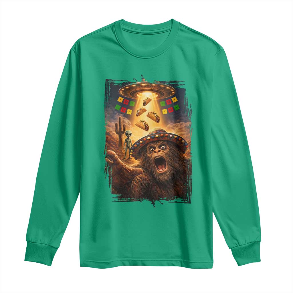 Funny Bigfoot Alien Selfie Long Sleeve Shirt Cinco De Mayo Party Gift