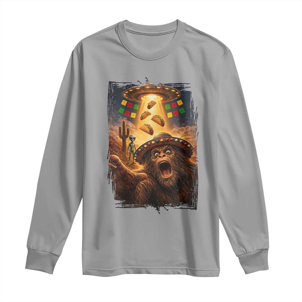 Funny Bigfoot Alien Selfie Long Sleeve Shirt Cinco De Mayo Party Gift