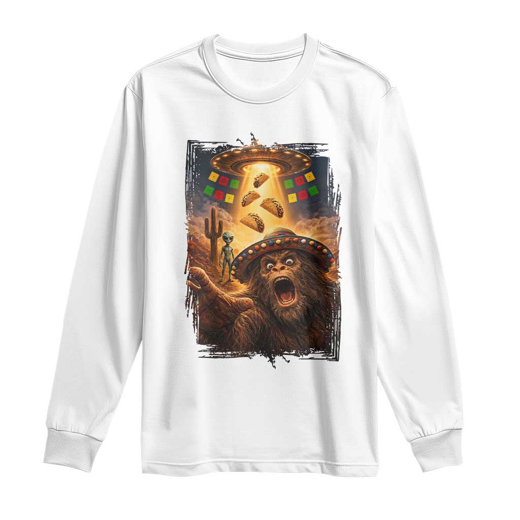 Funny Bigfoot Alien Selfie Long Sleeve Shirt Cinco De Mayo Party Gift