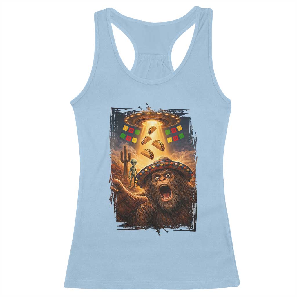 Funny Bigfoot Alien Selfie Racerback Tank Top Cinco De Mayo Party Gift