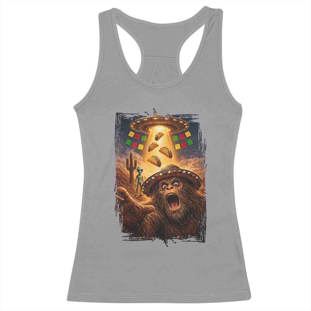 Funny Bigfoot Alien Selfie Racerback Tank Top Cinco De Mayo Party Gift