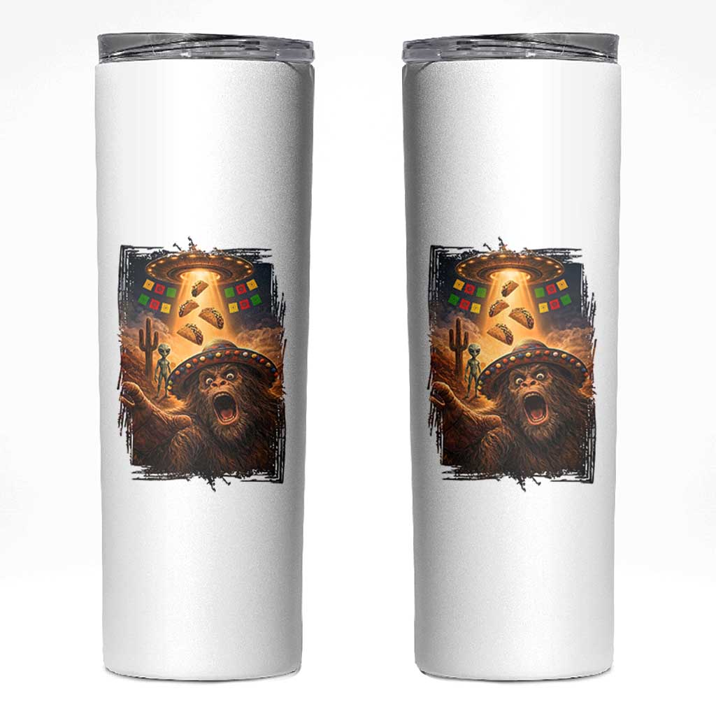 Funny Bigfoot Alien Selfie Skinny Tumbler Cinco De Mayo Party Gift