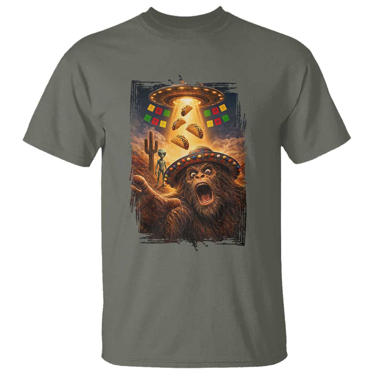 Funny Bigfoot Alien Selfie T Shirt Cinco De Mayo Party Gift