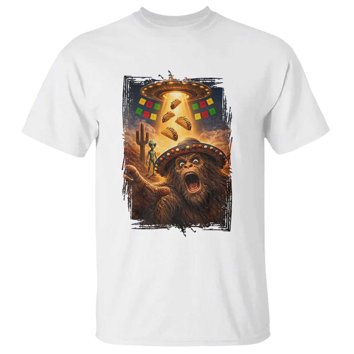 Funny Bigfoot Alien Selfie T Shirt Cinco De Mayo Party Gift