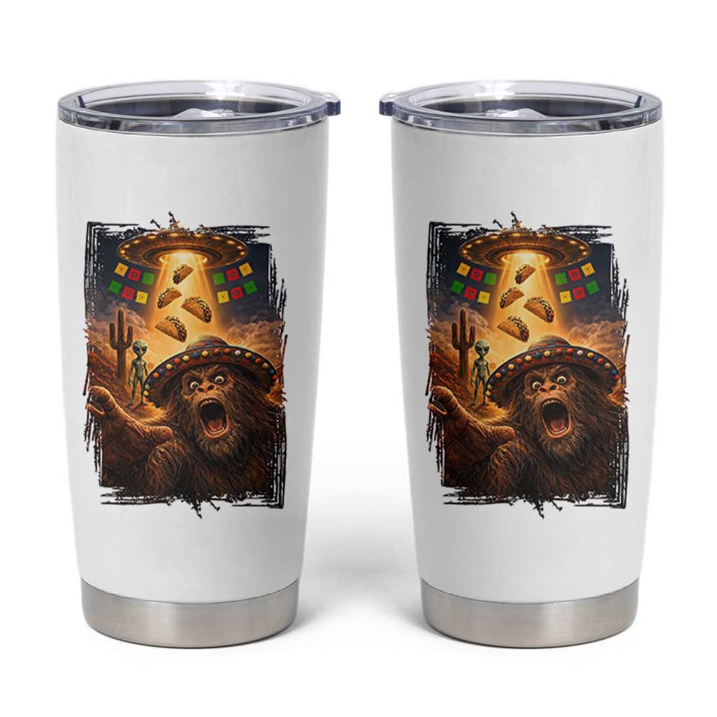 Funny Bigfoot Alien Selfie Tumbler Cup Cinco De Mayo Party Gift
