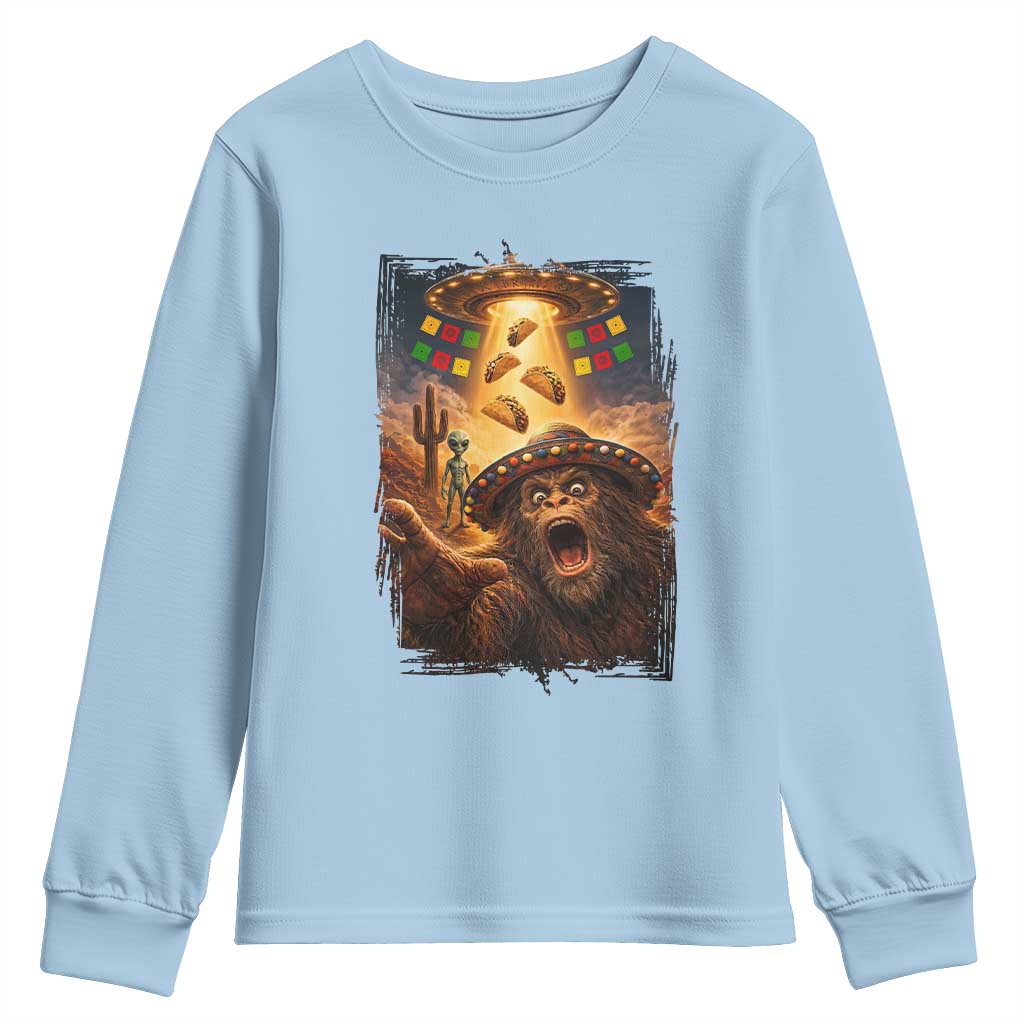Funny Bigfoot Alien Selfie Youth Sweatshirt Cinco De Mayo Party Gift
