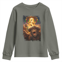 Funny Bigfoot Alien Selfie Youth Sweatshirt Cinco De Mayo Party Gift