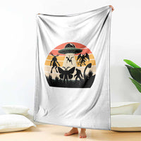 Retro Sunset Cryptid Squad Throw Blanket Cryptid Lover Gift