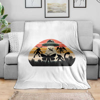 Retro Sunset Cryptid Squad Throw Blanket Cryptid Lover Gift