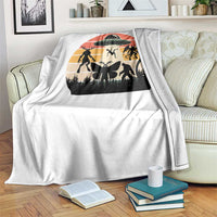 Retro Sunset Cryptid Squad Throw Blanket Cryptid Lover Gift