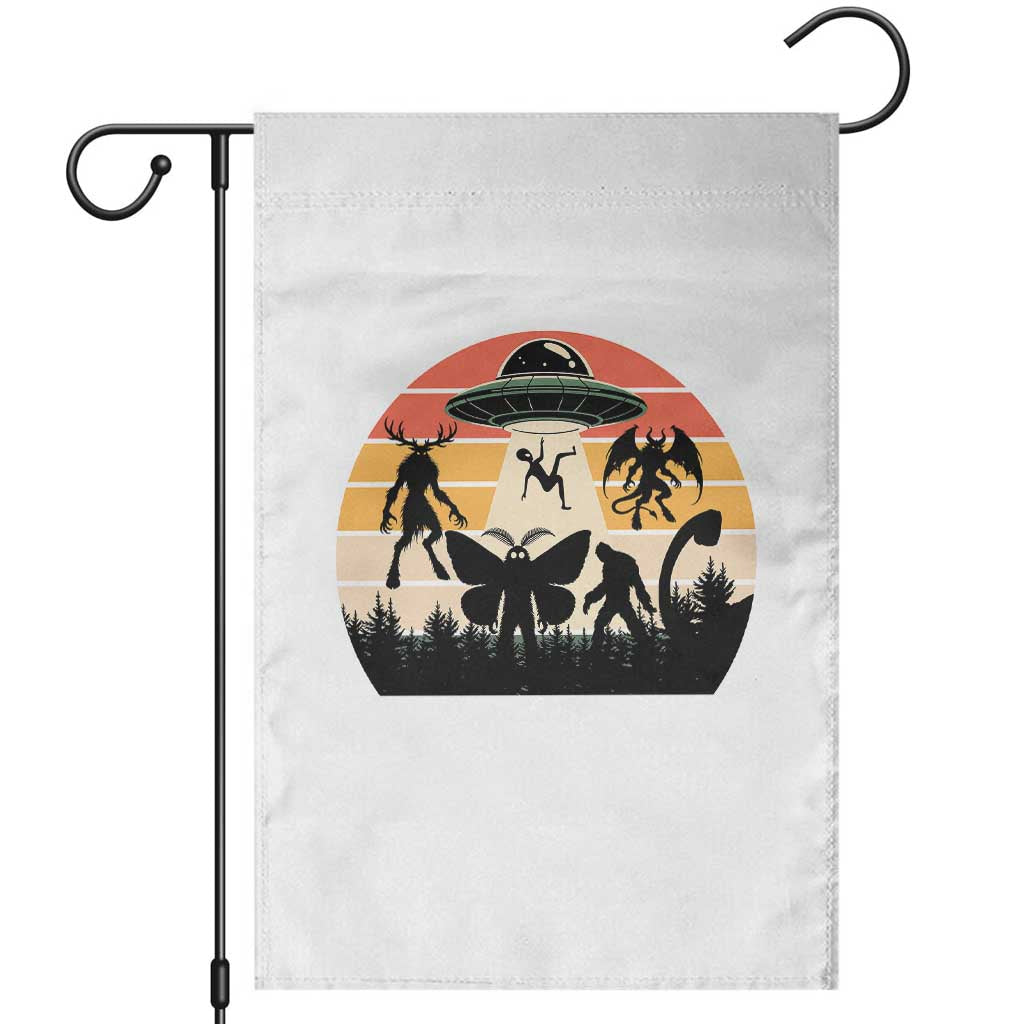 Retro Sunset Cryptid Squad Garden Flag Cryptid Lover Gift