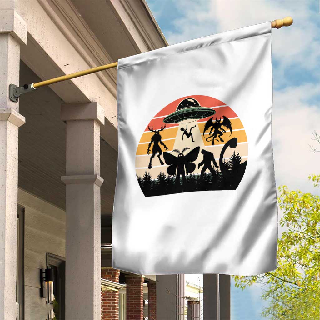 Retro Sunset Cryptid Squad Garden Flag Cryptid Lover Gift