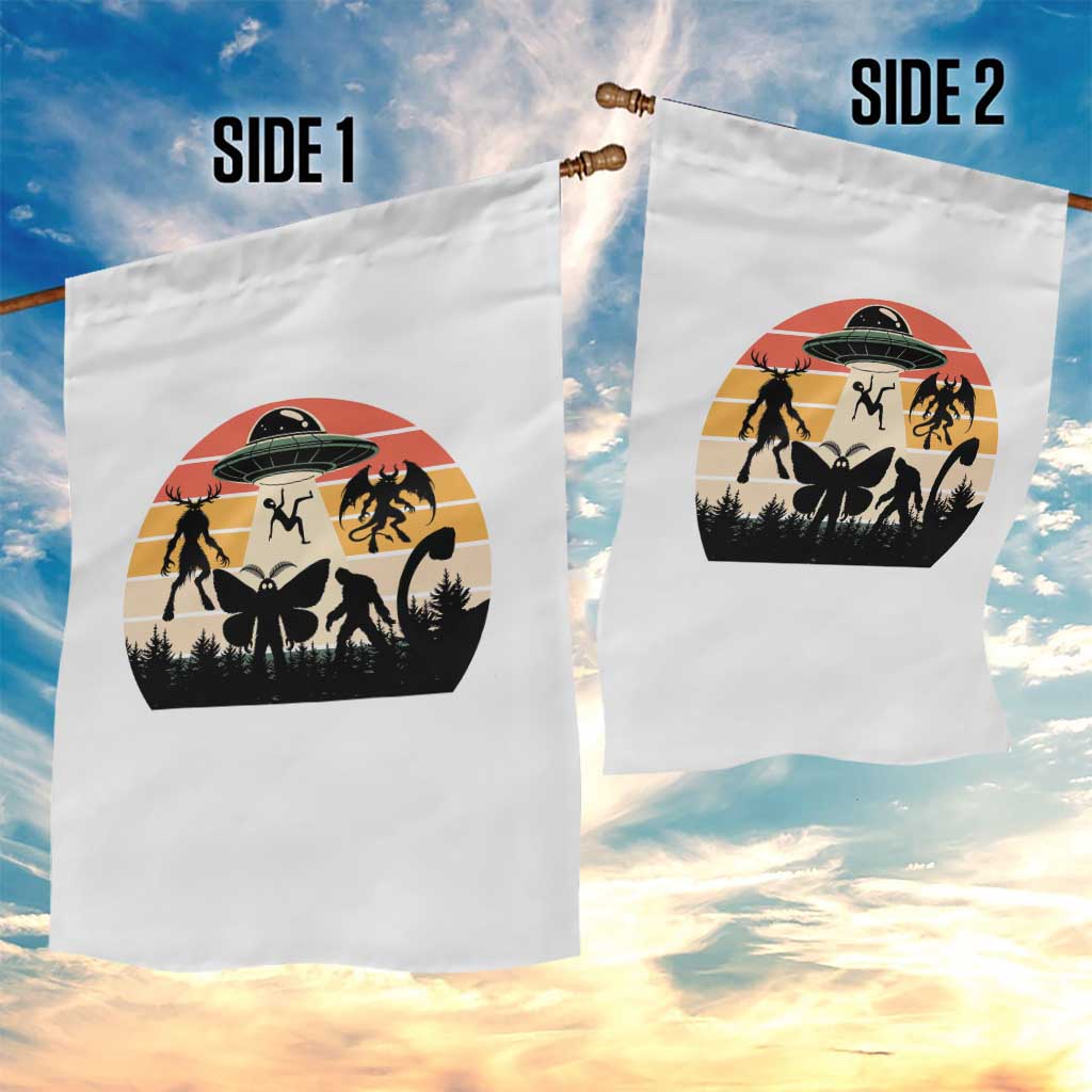 Retro Sunset Cryptid Squad Garden Flag Cryptid Lover Gift